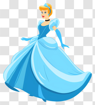 Cinderella - Princess In Flowing Blue Dress Illustration Transparent PNG
