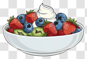 Fruit Salad - Fruit Bowl With Whipped Cream Illustration Transparent PNG