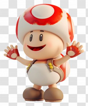 Mario - Toad Character In Cartoon Style Transparent PNG