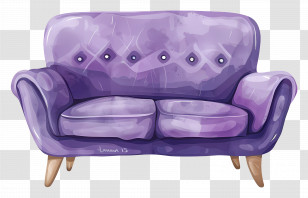 Purple Sofa - Stylized Purple Sofa With Buttons Transparent PNG