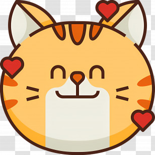 Cat Emoji - Smiling Cat Emoji With Loving Hearts Transparent PNG