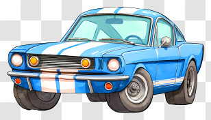 Mustang Car - Blue Retro Muscle Car Illustration Transparent PNG