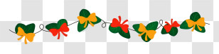 Black Background - Festive Garland With Bows And Leaves Transparent PNG