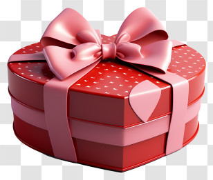 Gift Box - Heart-Shaped Gift Box With Ribbon Transparent PNG