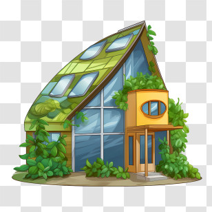 Eco House - Eco-Friendly House With Green Roof Transparent PNG