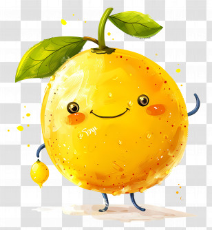 Lemon - Cheerful Yellow Lemon Cartoon Character Transparent PNG