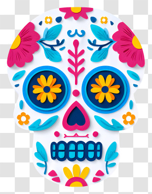Day The Dead Sugar Skull - White Decorative Skull For Day Of The Dead Transparent PNG