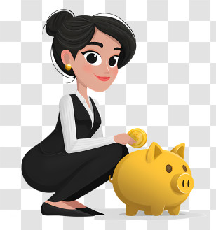 Businesswoman Making Saving - Woman Saving Money In Piggy Bank Transparent PNG