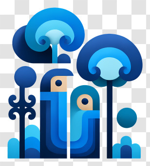 Blue Monday - Abstract Blue Trees Design Transparent PNG