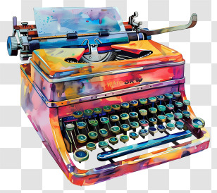 Typewriter - Colorful Vintage Typewriter Transparent PNG