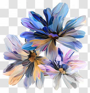 Daisies Flowers - Colorful Abstract Flowers Transparent PNG