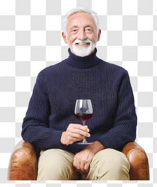 Old Man Drinking - Smiling Elderly Man With Wine Glass Transparent PNG