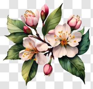 Bouquet - Cherry Blossom Flower Branch Art Transparent PNG