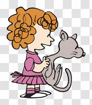 Peanuts - Girl With Cat Cartoon Character Transparent PNG