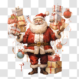 Santa And Gift - Santa Claus Carrying Christmas Gifts Transparent PNG