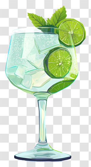 Gin Tonic Cocktail - Refreshing Lime Drink Transparent PNG