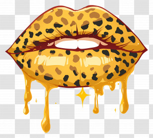 Leopard Print Lips - Bold Leopard Print Lips Design Transparent PNG