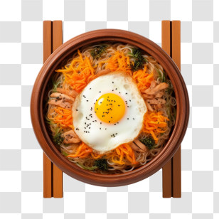 Korean Food - Fresh Noodles With Egg And Vegetables Transparent PNG