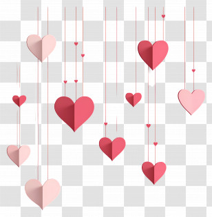 Love Background - Hanging Hearts On Strings For Romantic Decor Transparent PNG