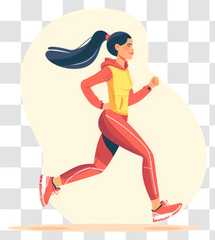 Woman Jogging - Woman Running Illustration In Red Sportswear Transparent PNG