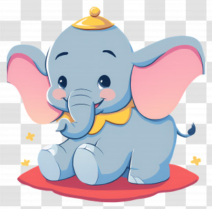 Dumbo - Adorable Baby Elephant Cartoon Illustration Transparent PNG