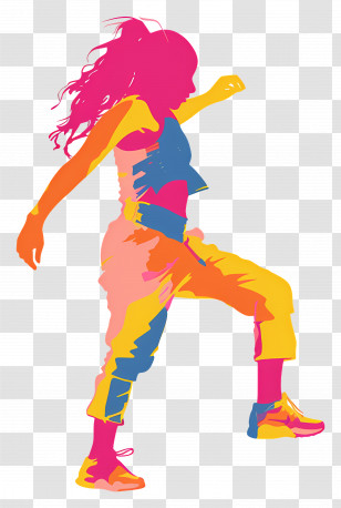 Zumba - Colorful Dancer Silhouette In Motion Transparent PNG