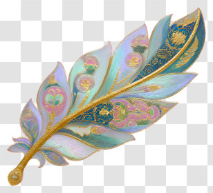 Decorative Feather - Gold-Edged Decorative Feather Transparent PNG