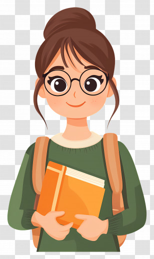 Girl Student - Cartoon Student Holding Books In Illustration Transparent PNG