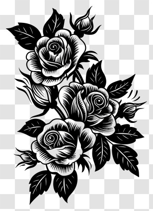 Roses Tattoo - Black Roses Tattoo Design Transparent PNG