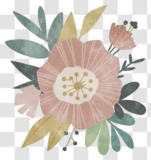 Flower Arrangement - Hand-Drawn Floral Art With Soft Colors Transparent PNG