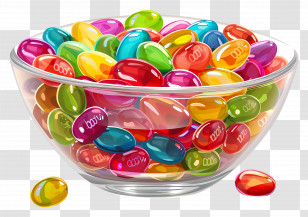 Glass Bowl Of Colorful Jelly Beans - Glass Bowl Of Colorful Jelly Beans Transparent PNG