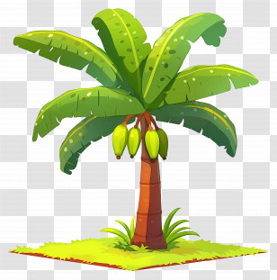 Banana Tree - Tropical Banana Tree With Fresh Green Leaves Transparent PNG