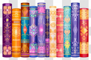 Books Standing - Vivid And Decorated Colorful Book Spines Transparent PNG