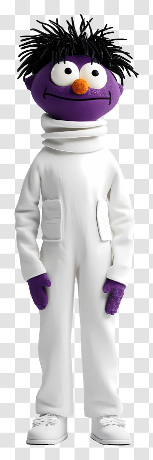 Cartoon Character - Purple Cartoon Puppet In White Outfit Transparent PNG