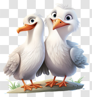 White Birds - Two White Birds With Orange Beaks Transparent PNG