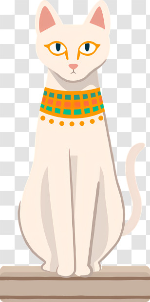 White Cat - Egyptian Cat Illustration Transparent PNG