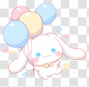 Cinnamoroll - Cartoon Bunny With Balloons Transparent PNG