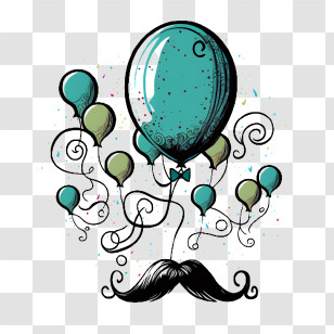 Fathers Day
 - Balloons With Mustache For Party Transparent PNG