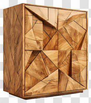 Wooden Cabinet - Artistic Wooden Cabinet With Geometric Design Transparent PNG