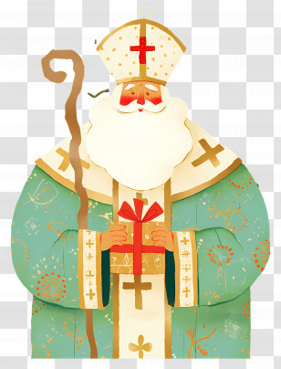 Saint Nicholas Day - Saint Nicholas With Gift Transparent PNG
