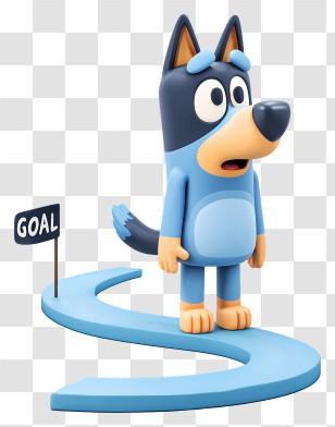 Bluey Aim To Goal - Blue Dog Character On Path To Goal Transparent PNG