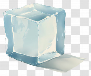 Ice Cube - Illustration Of A Single Ice Cube Transparent PNG