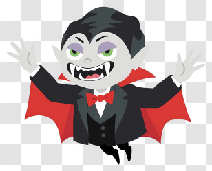 Halloween Vampire - Vampire Cartoon With Red Cape Transparent PNG