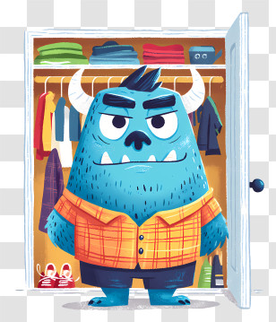 Closet Monster - Cartoon Blue Monster In Closet Transparent PNG