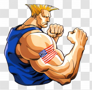 Guile - Muscular Character In Blue Tank Top Transparent PNG