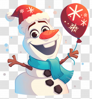 Frozen Olaf - Cheerful Snowman Holding Red Balloon For Christmas Transparent PNG
