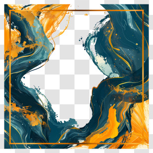 Golden Frame - Colorful Abstract Frame With Artistic Design Transparent PNG