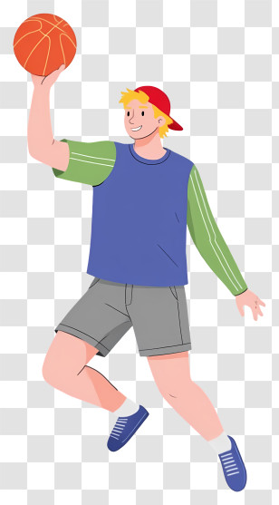 Man Playing Basketball - Basketball Player In Action With Red Cap Transparent PNG