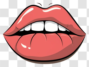 Cartoon - Cartoon Lips Biting Tongue Illustration Transparent PNG