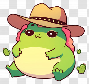 Frog Sombrero - Cowboy Dinosaur Cartoon Illustration Transparent PNG